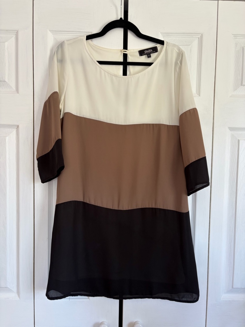 Lulu's White, Tan & Black Colorblock Shift Tunic